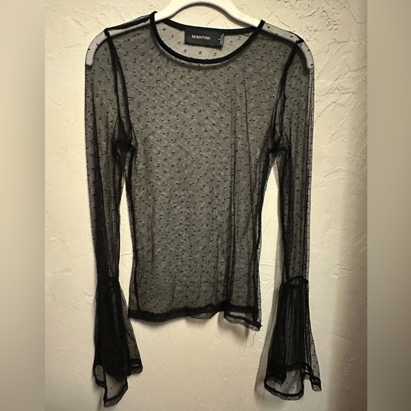 Black Sheer Long Sleeve Top - small - Picture 1 of 6